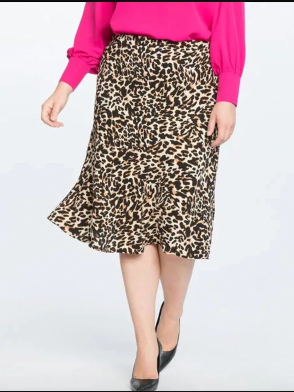 Eloquii Leopard Print Midi Skirt Size 24 Retail Price $95.00
